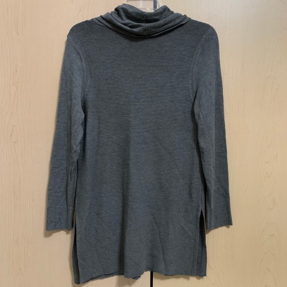 Adrienne Vittadini Women's Pullover Long Sleeve Ribbed Knit Sweater Tunic Gray L - Picture 2 of 12